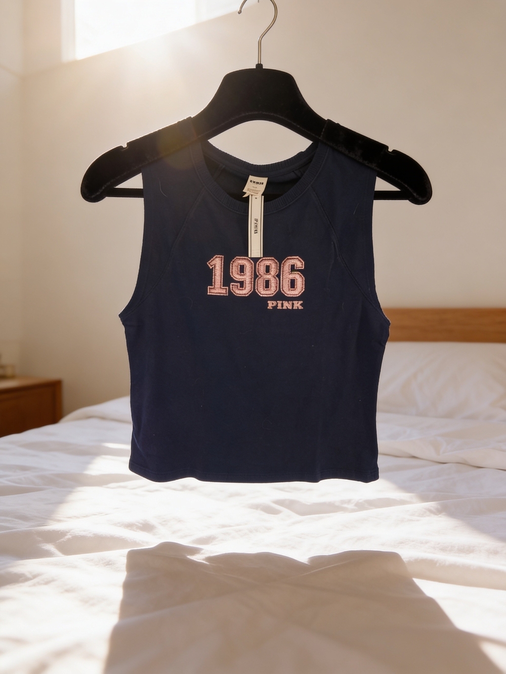 PINK Victoria's Secret Navy Muscle Tank with Pink '1986' Logo